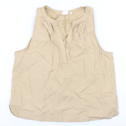 GAP Women’s Beige Sleeveless V-Neck Cotton Top XS Casual Summer