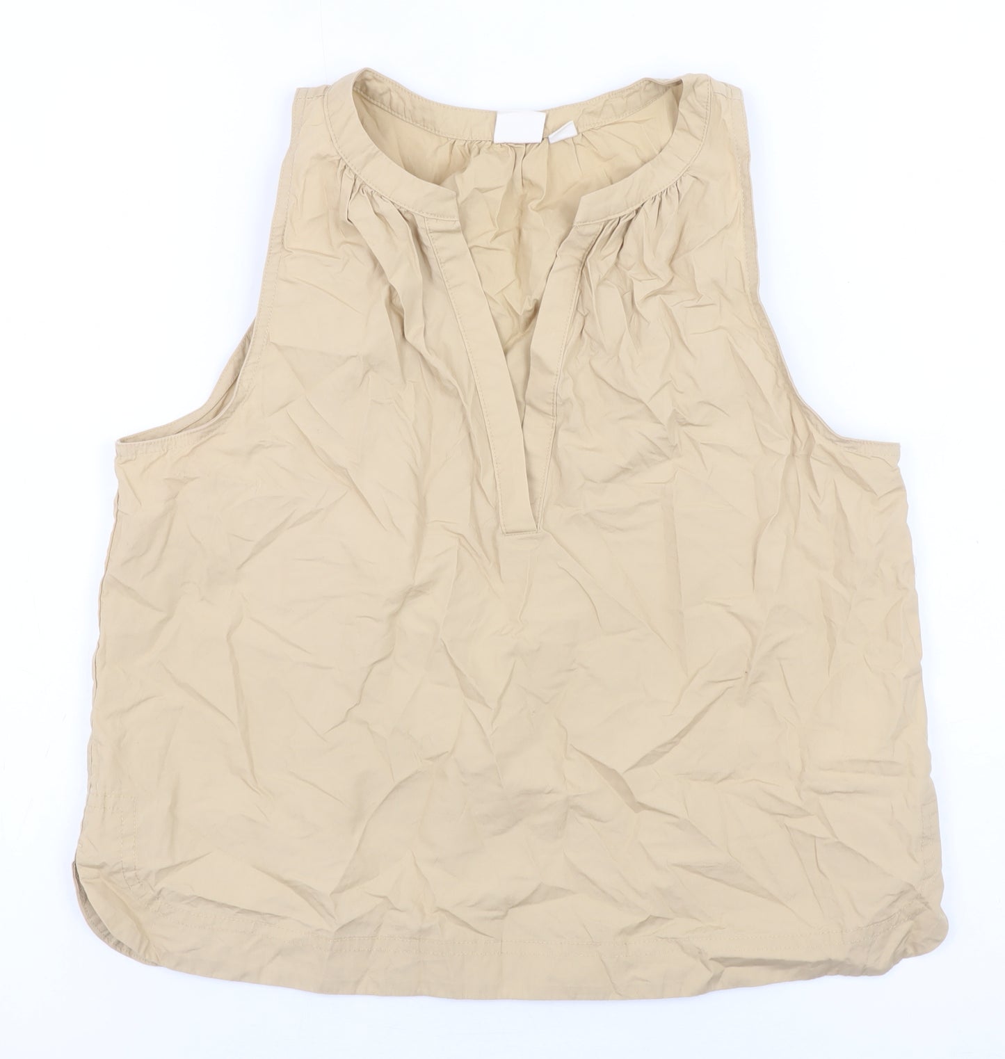 GAP Women’s Beige Sleeveless V-Neck Cotton Top XS Casual Summer