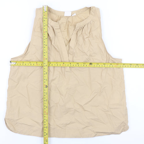 GAP Women’s Beige Sleeveless V-Neck Cotton Top XS Casual Summer