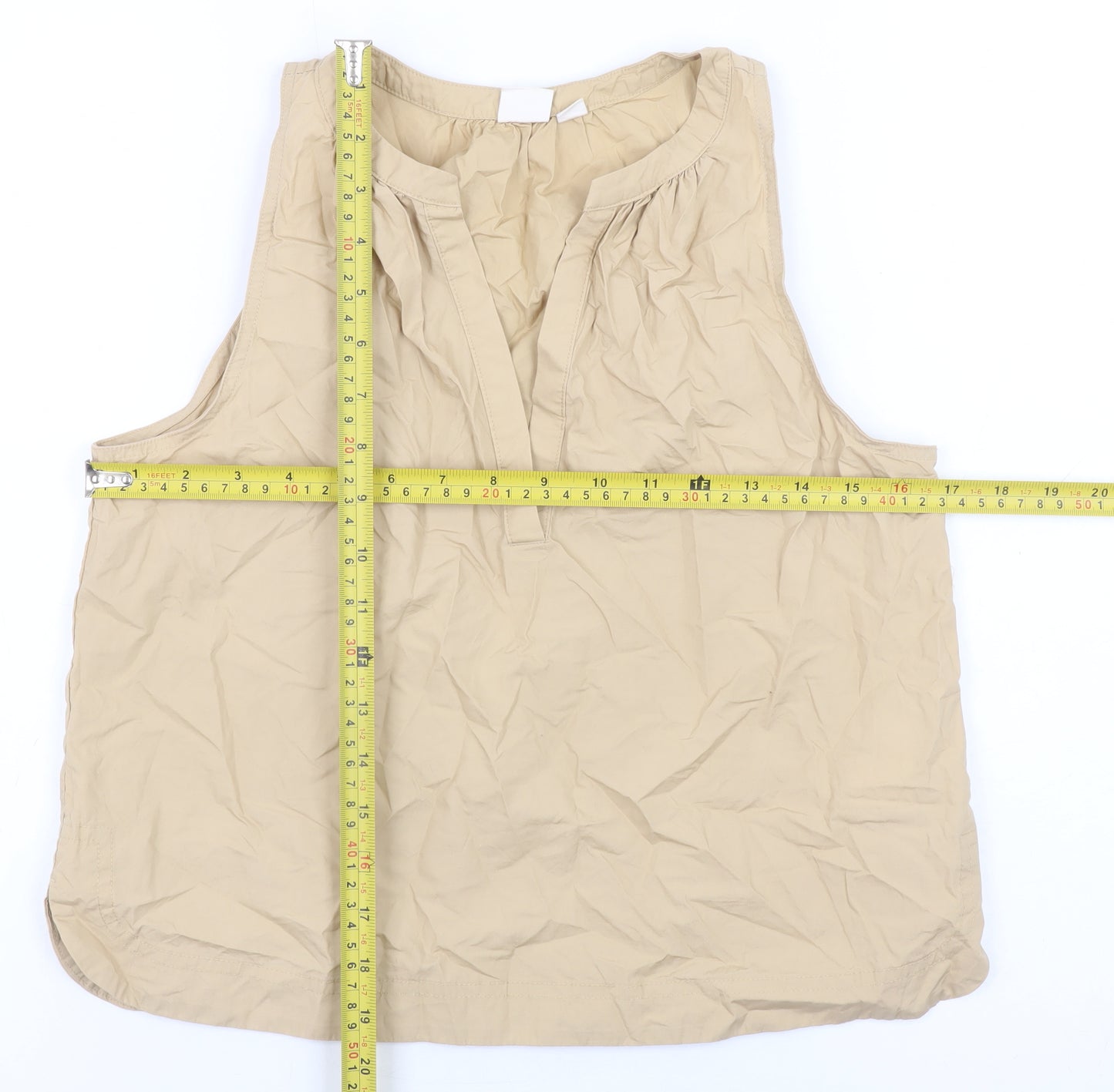 GAP Women’s Beige Sleeveless V-Neck Cotton Top XS Casual Summer