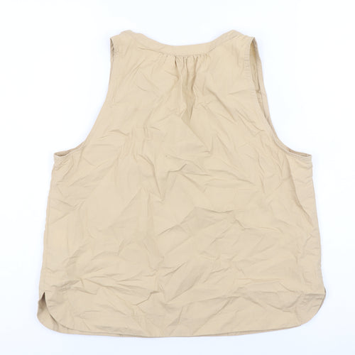 GAP Women’s Beige Sleeveless V-Neck Cotton Top XS Casual Summer