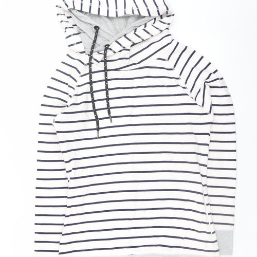 TOG24 Women's White Navy Stripe Pullover Hoodie Size 10
