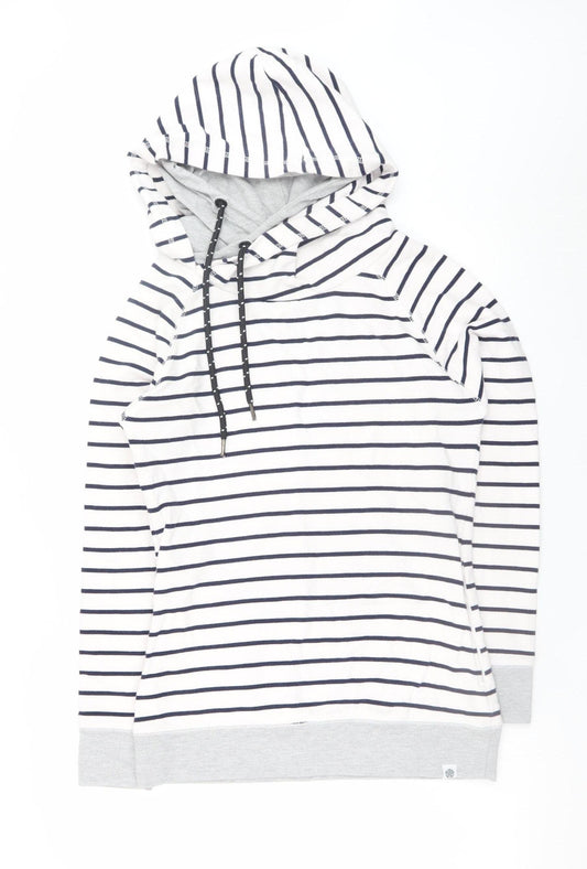 TOG24 Women's White Navy Stripe Pullover Hoodie Size 10