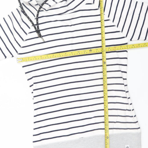 TOG24 Women's White Navy Stripe Pullover Hoodie Size 10