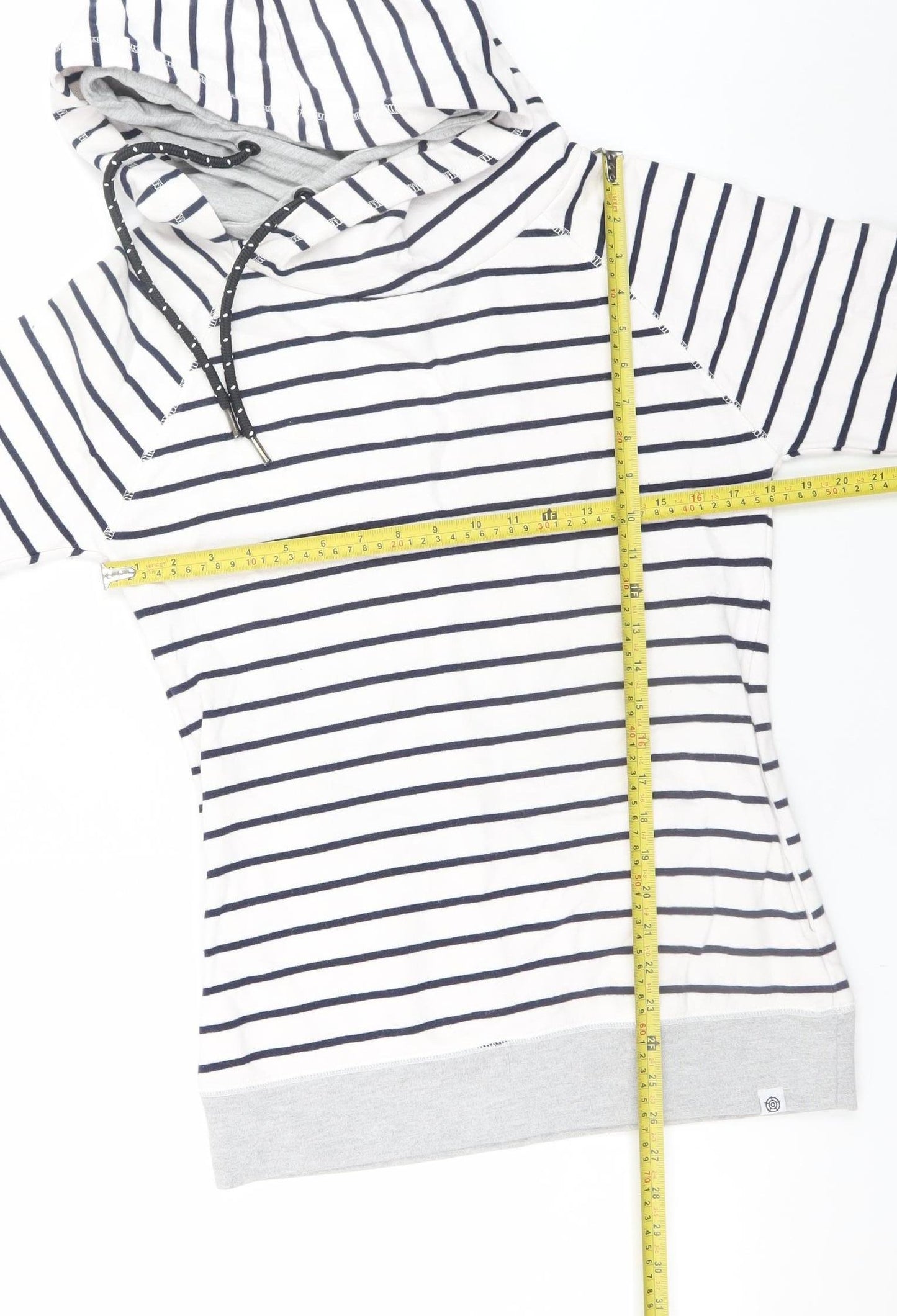 TOG24 Women's White Navy Stripe Pullover Hoodie Size 10
