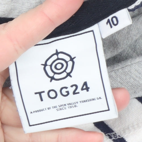 TOG24 Women's White Navy Stripe Pullover Hoodie Size 10