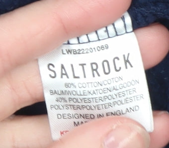 Saltrock Women Navy Blue Cotton Blend Pullover Sweatshirt Size M