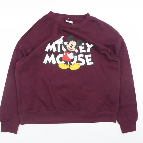 Primark Women’s Burgundy Mickey Mouse Sweatshirt Size L Cotton Blend
