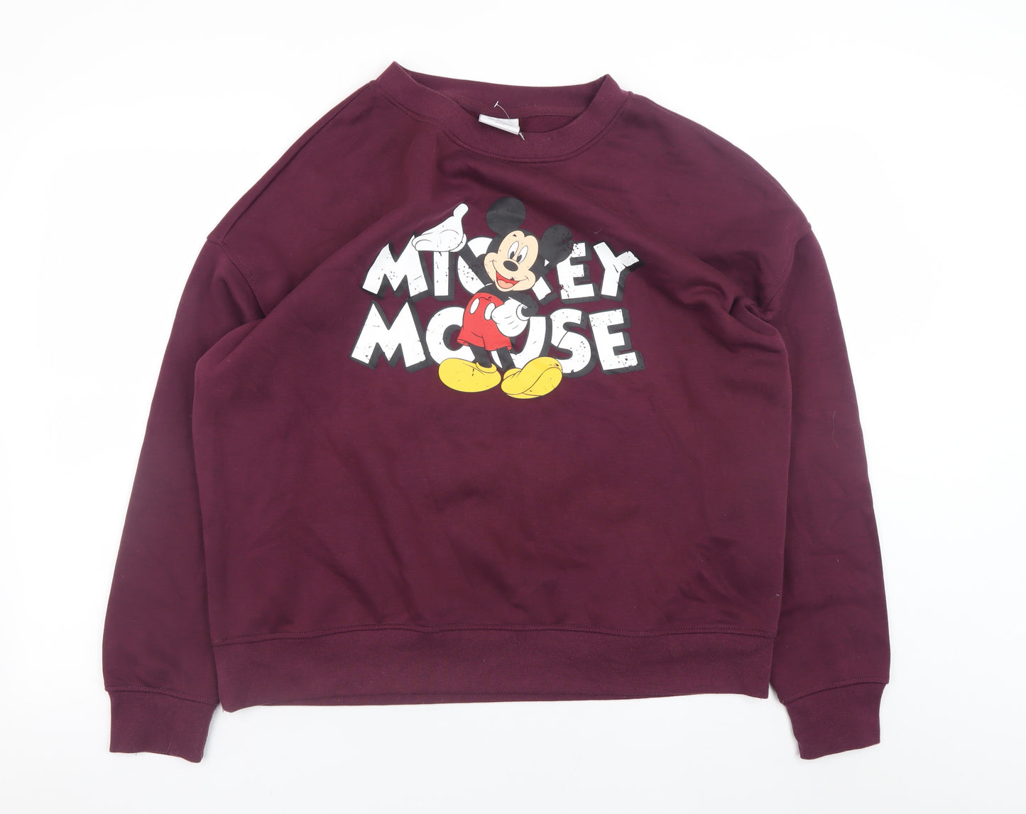 Primark Women’s Burgundy Mickey Mouse Sweatshirt Size L Cotton Blend