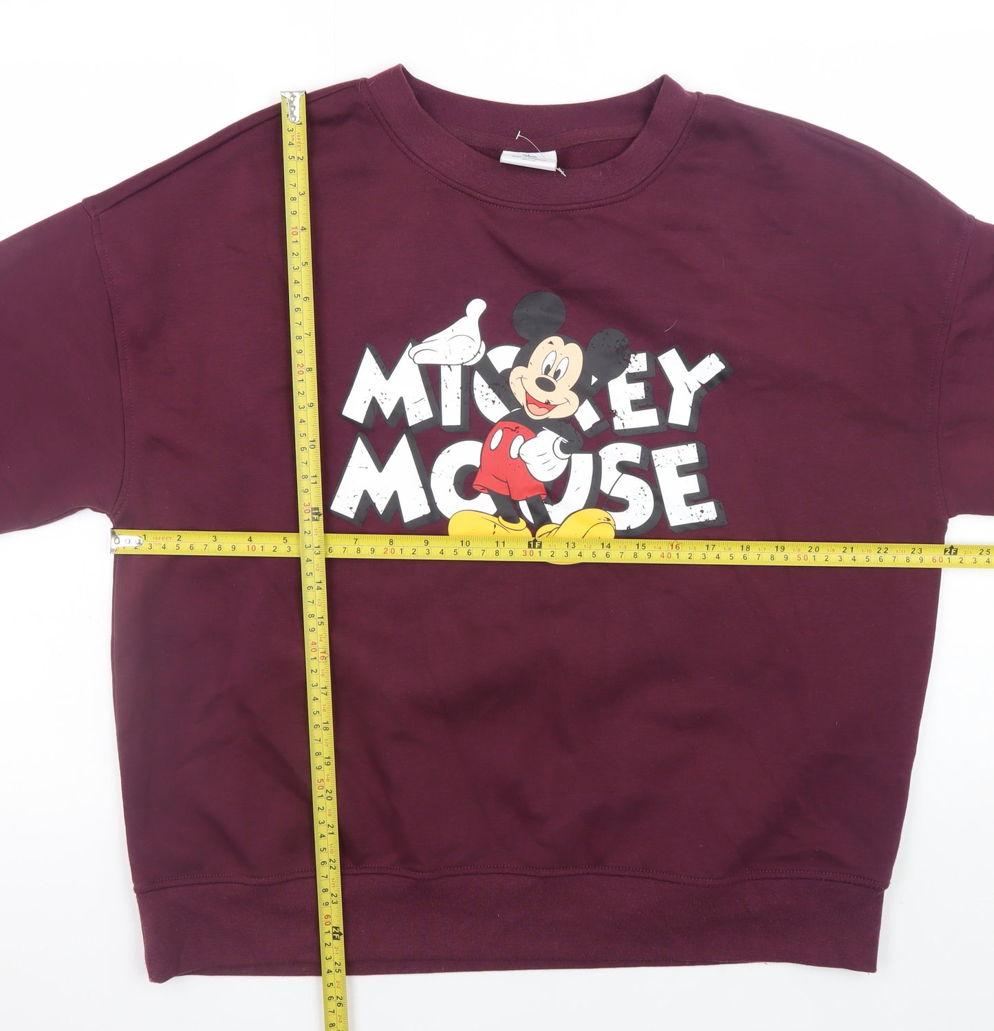 Primark Women’s Burgundy Mickey Mouse Sweatshirt Size L Cotton Blend