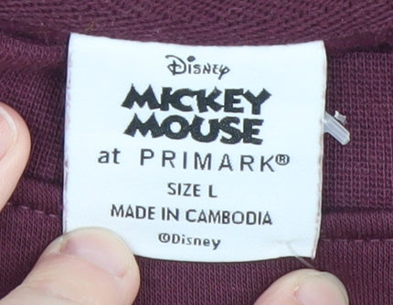 Primark Women’s Burgundy Mickey Mouse Sweatshirt Size L Cotton Blend