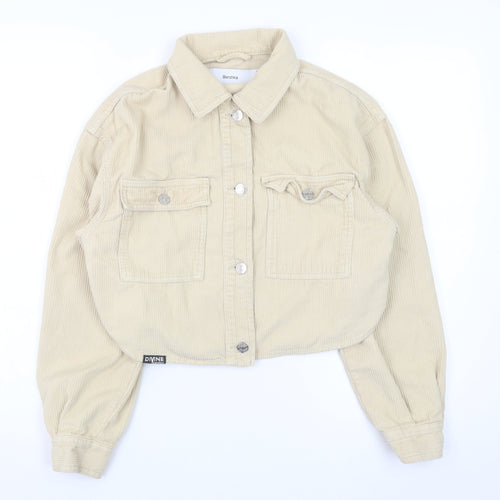 Bershka Womens Beige Corduroy Cropped Jacket XS