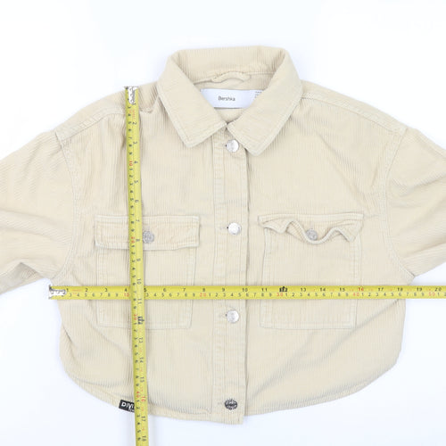 Bershka Womens Beige Corduroy Cropped Jacket XS