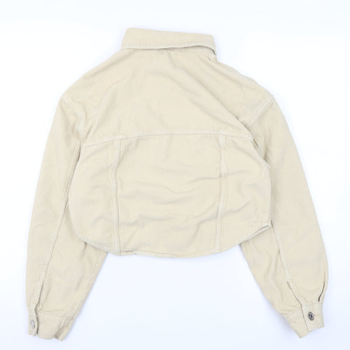 Bershka Womens Beige Corduroy Cropped Jacket XS