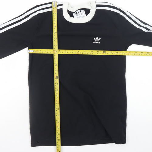 Adidas Women's Black Long Sleeve 3-Stripes Crew Neck T-Shirt XS