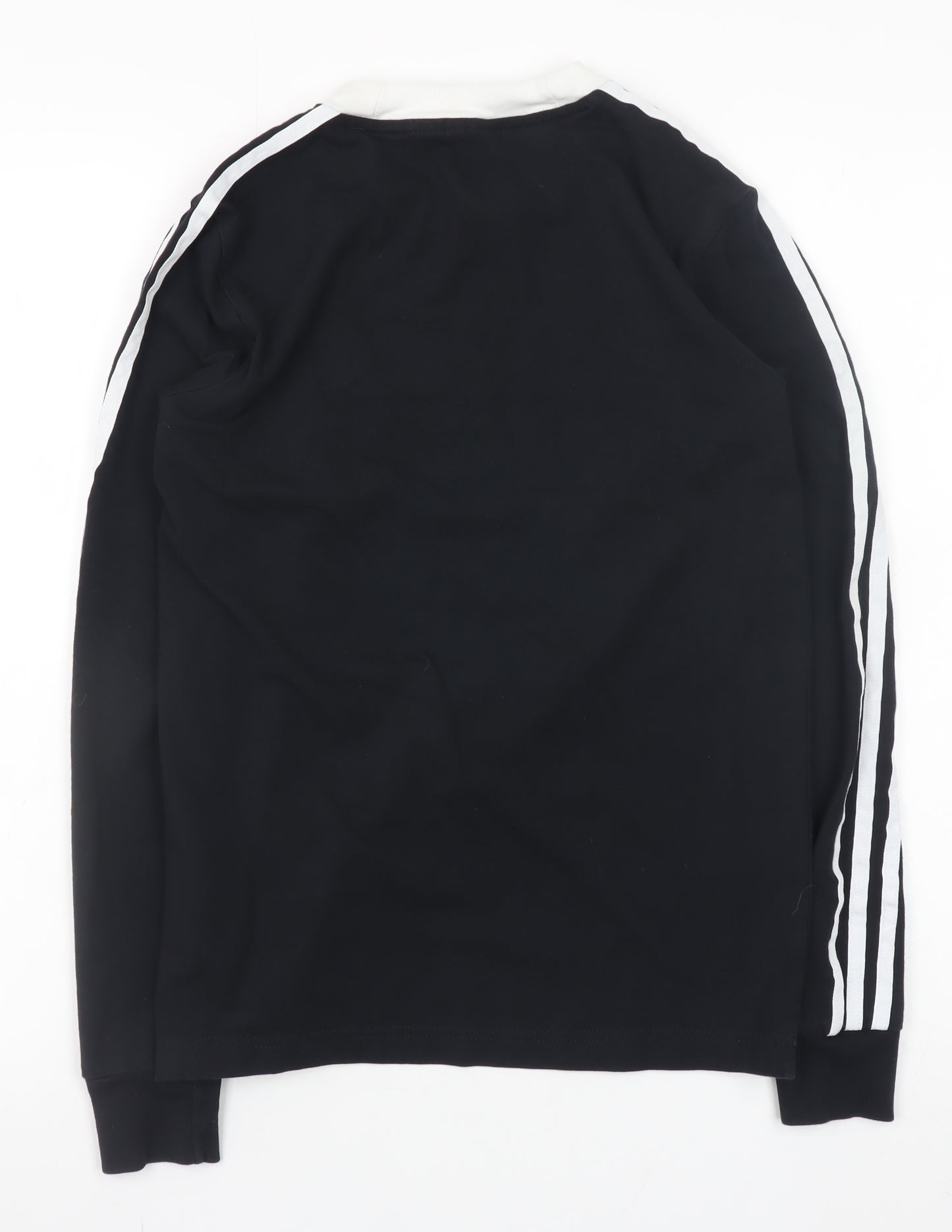 Adidas Women's Black Long Sleeve 3-Stripes Crew Neck T-Shirt XS
