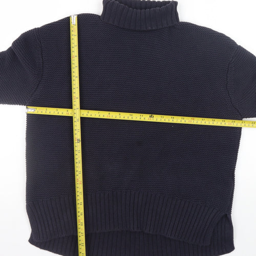 French Connection Men’s Blue XS Roll Neck Chunky Knit Jumper