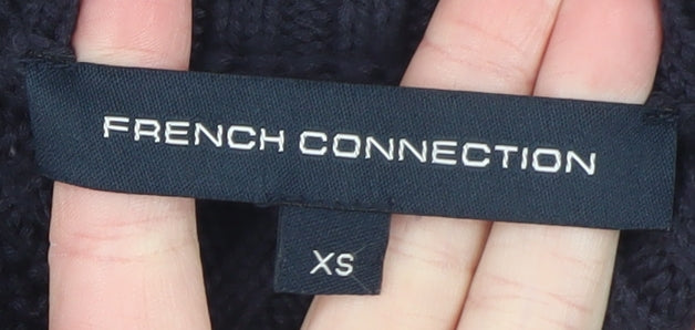 French Connection Men’s Blue XS Roll Neck Chunky Knit Jumper