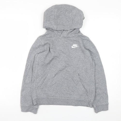 Nike Boys Grey Pullover Fleece Hoodie Size 8-9 Years Hooded Sweatshirt