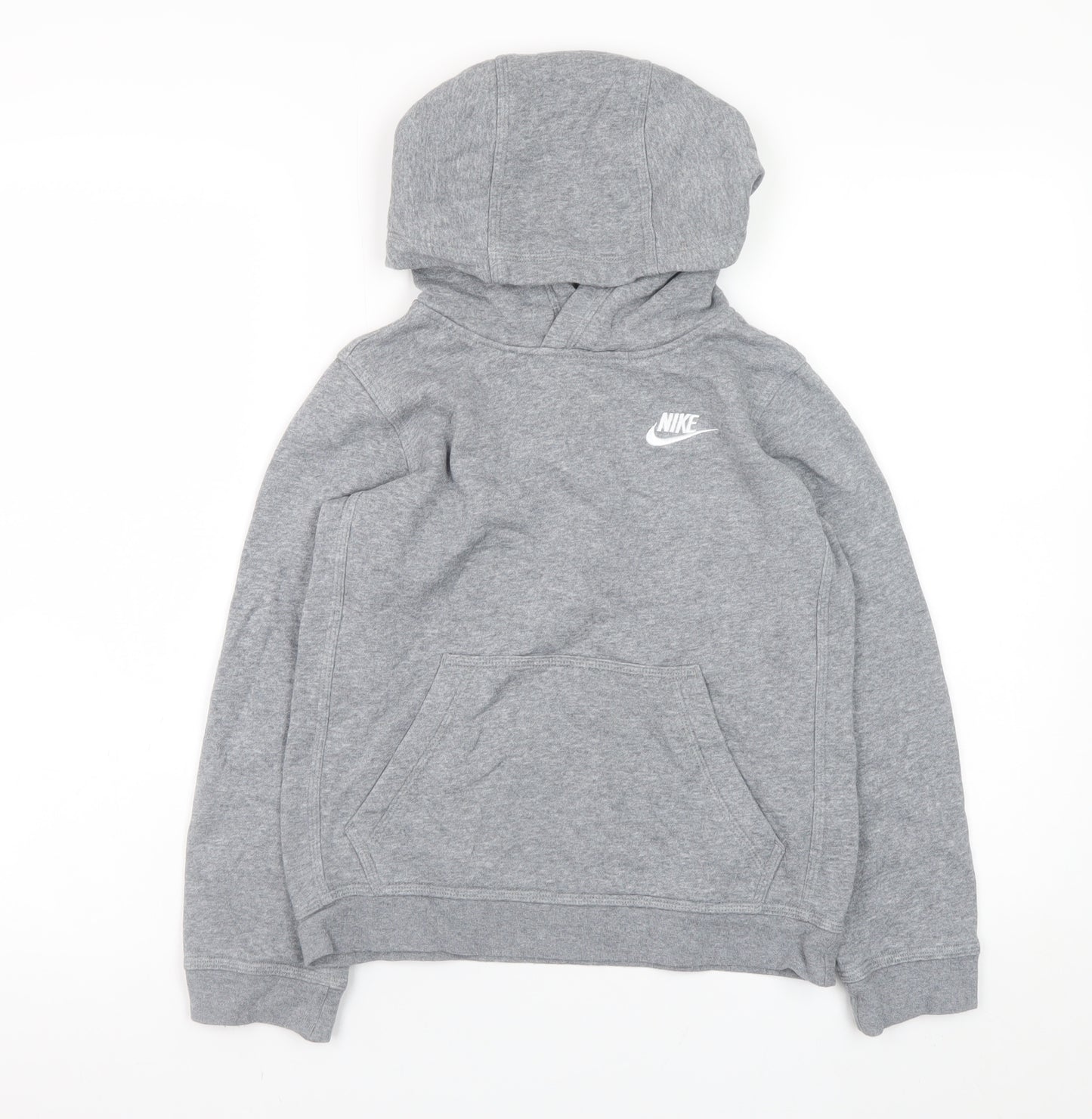 Nike Boys Grey Pullover Fleece Hoodie Size 8-9 Years Hooded Sweatshirt