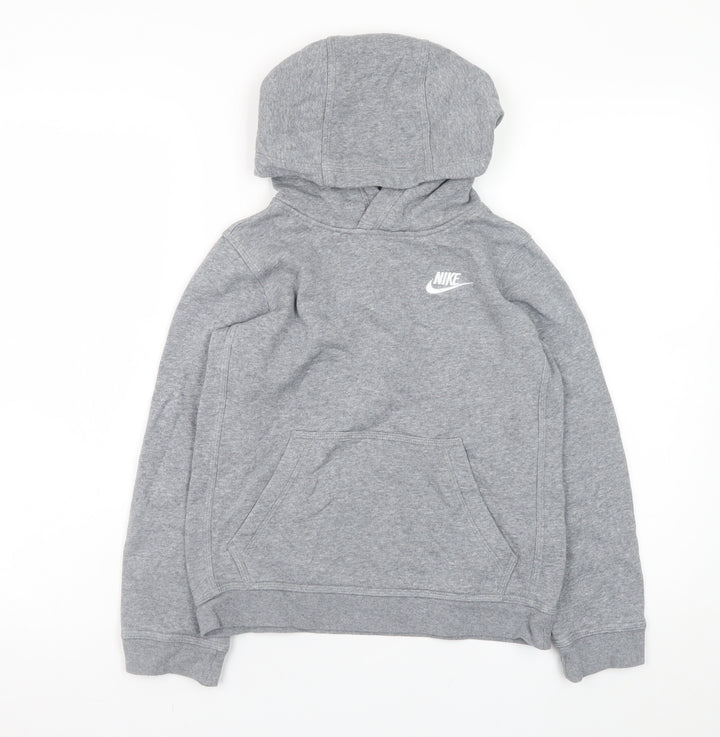 Nike Boys Grey Pullover Fleece Hoodie Size 8-9 Years Hooded Sweatshirt
