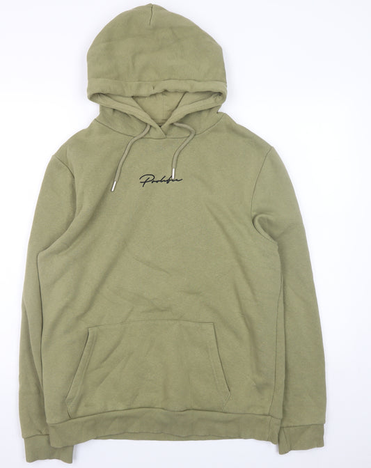 River Island Mens Green Pullover Hoodie M Regular Fit Logo