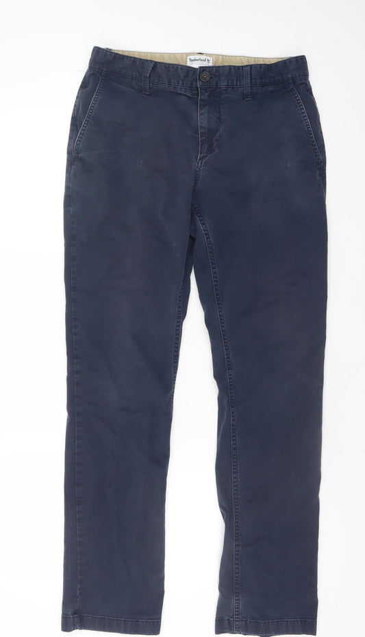 Timberland Men's Navy Blue Chino Trousers Size W30 L32 Cotton Blend