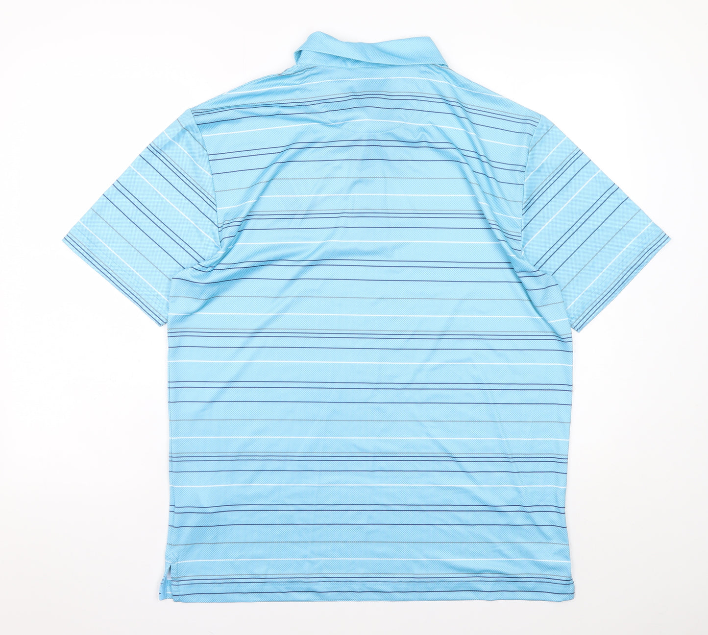 Callaway Men's Blue Striped Collared Performance Polo T-Shirt Size M