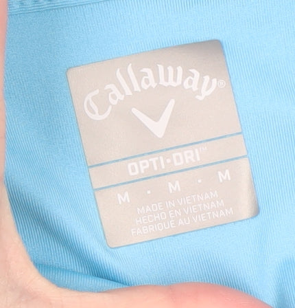 Callaway Men's Blue Striped Collared Performance Polo T-Shirt Size M