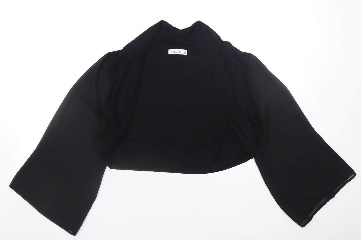 Gallery Women Black Size 16 Kimono Sleeve Cropped Wrap Top