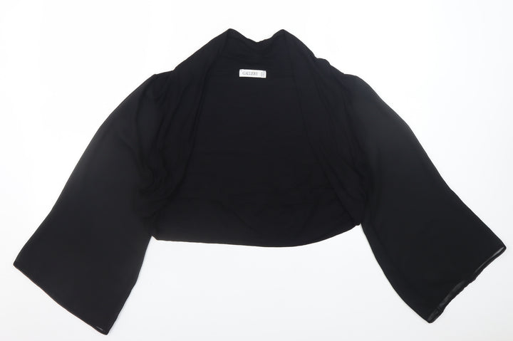 Gallery Women Black Size 16 Kimono Sleeve Cropped Wrap Top