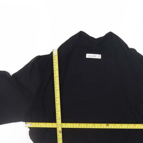 Gallery Women Black Size 16 Kimono Sleeve Cropped Wrap Top
