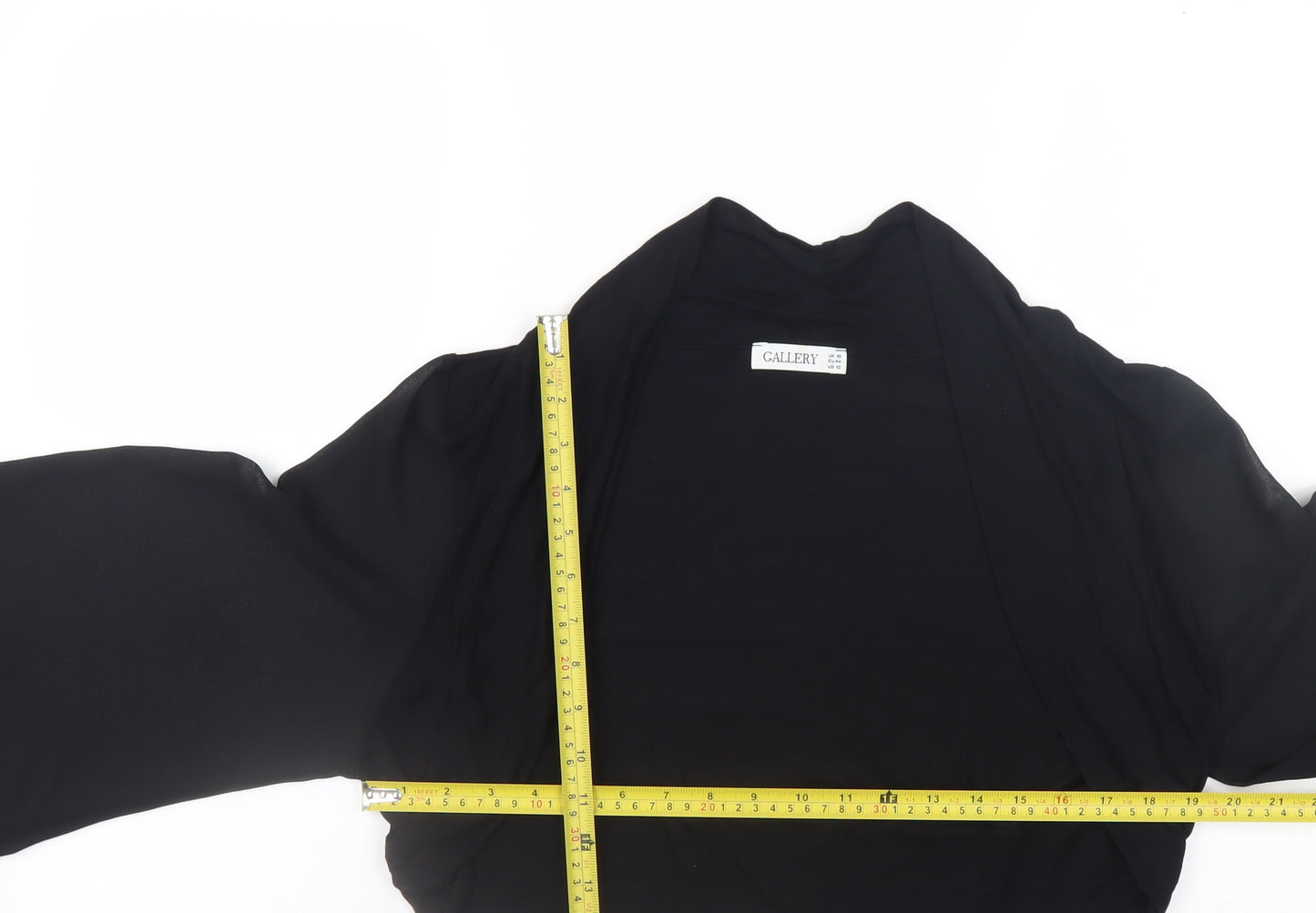 Gallery Women Black Size 16 Kimono Sleeve Cropped Wrap Top