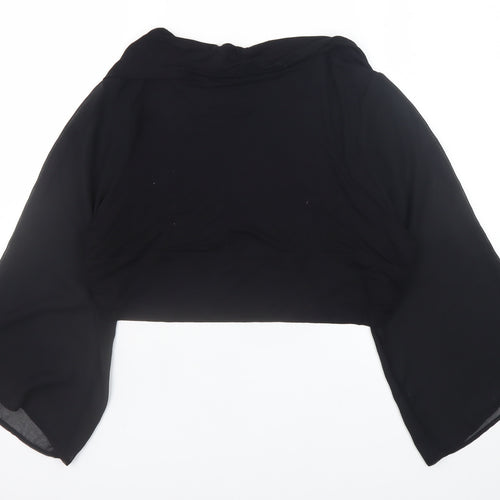 Gallery Women Black Size 16 Kimono Sleeve Cropped Wrap Top