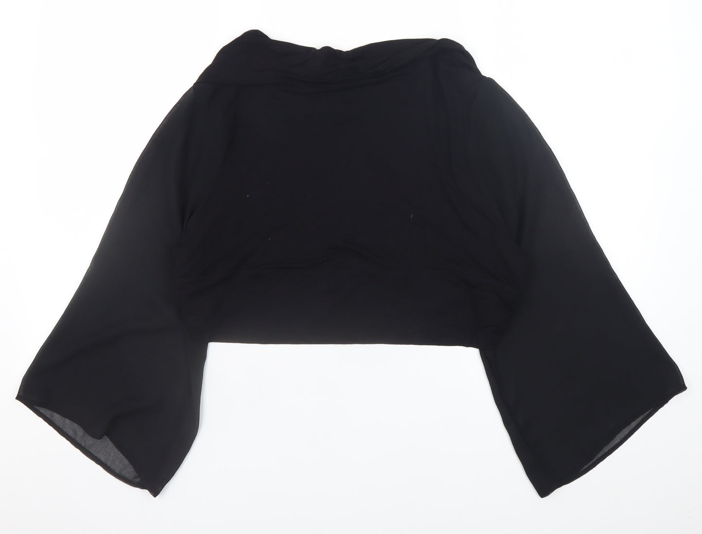 Gallery Women Black Size 16 Kimono Sleeve Cropped Wrap Top