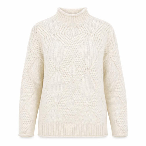 Marks and Spencer Women’s Ivory Cable-Knit Mock Neck Jumper Size S