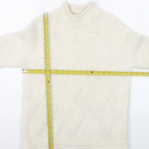 Marks and Spencer Women’s Ivory Cable-Knit Mock Neck Jumper Size S
