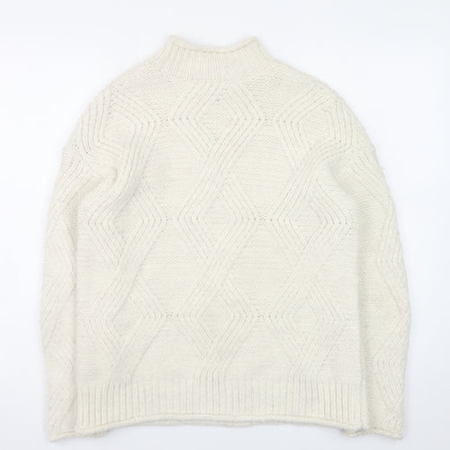 Marks and Spencer Women’s Ivory Cable-Knit Mock Neck Jumper Size S