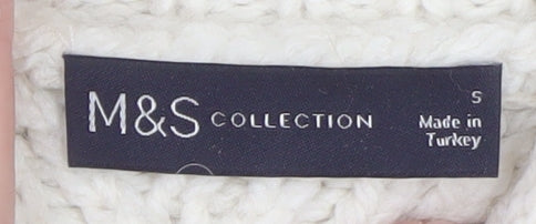 Marks and Spencer Women’s Ivory Cable-Knit Mock Neck Jumper Size S