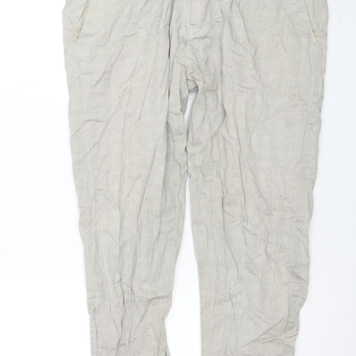 Saffron Premium Men's Beige Check Chino Trousers Size 38 Regular Fit