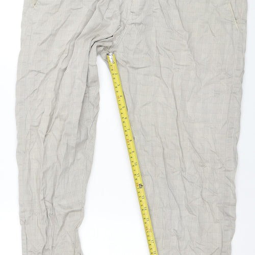 Saffron Premium Men's Beige Check Chino Trousers Size 38 Regular Fit