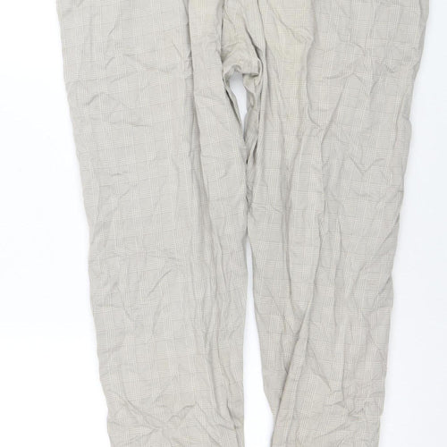 Saffron Premium Men's Beige Check Chino Trousers Size 38 Regular Fit