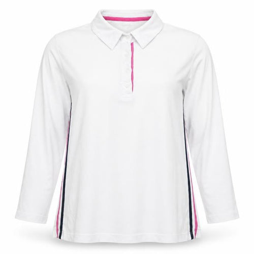 Pamela Femme Beverly Hills Womens White Polo Shirt UK 18 3/4 Sleeve Cotton