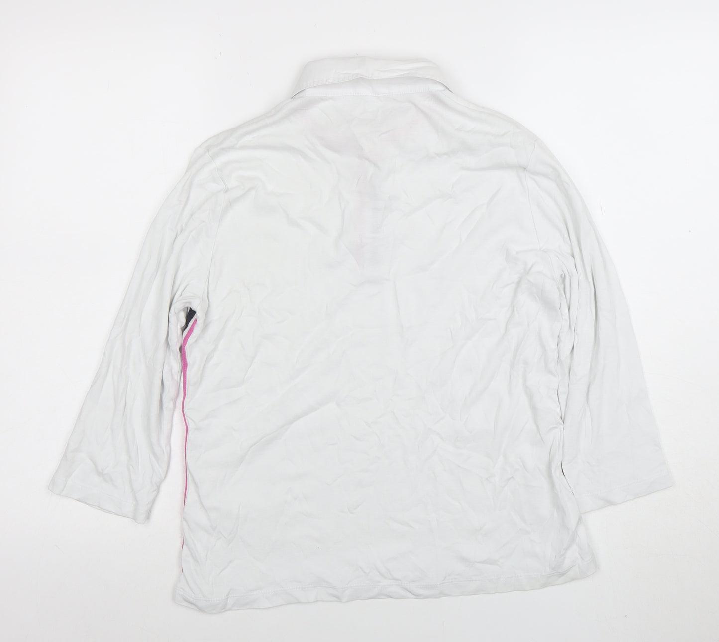 Pamela Femme Beverly Hills Womens White Polo Shirt UK 18 3/4 Sleeve Cotton