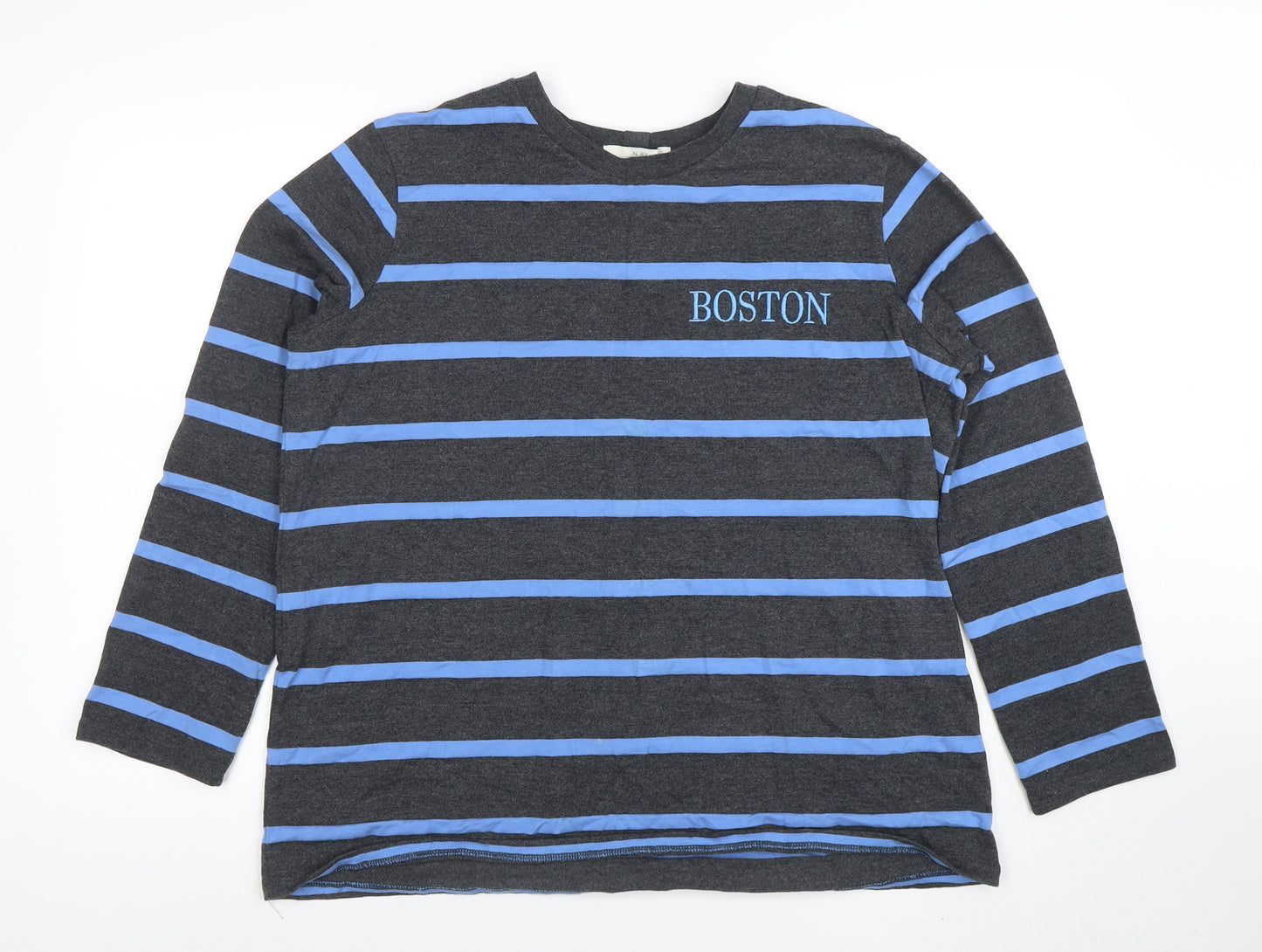 Next Women’s Grey Blue Striped Long Sleeve Boston T-Shirt Size 16