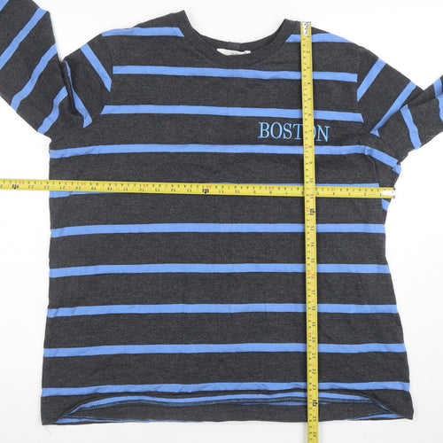 Next Women’s Grey Blue Striped Long Sleeve Boston T-Shirt Size 16