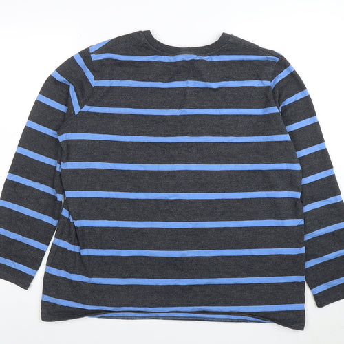 Next Women’s Grey Blue Striped Long Sleeve Boston T-Shirt Size 16