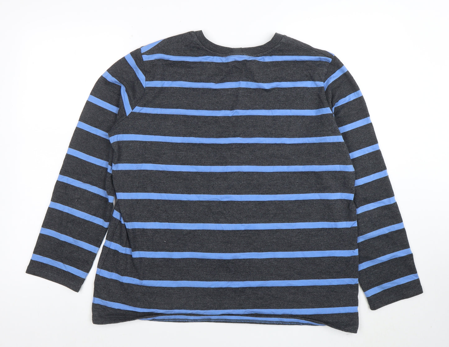 Next Women’s Grey Blue Striped Long Sleeve Boston T-Shirt Size 16