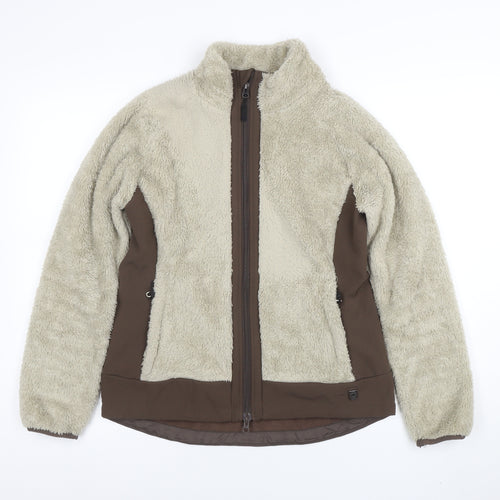 Horze Women's Beige Softshell Fleece Jacket Size 12 Zip Outdoor Warm
