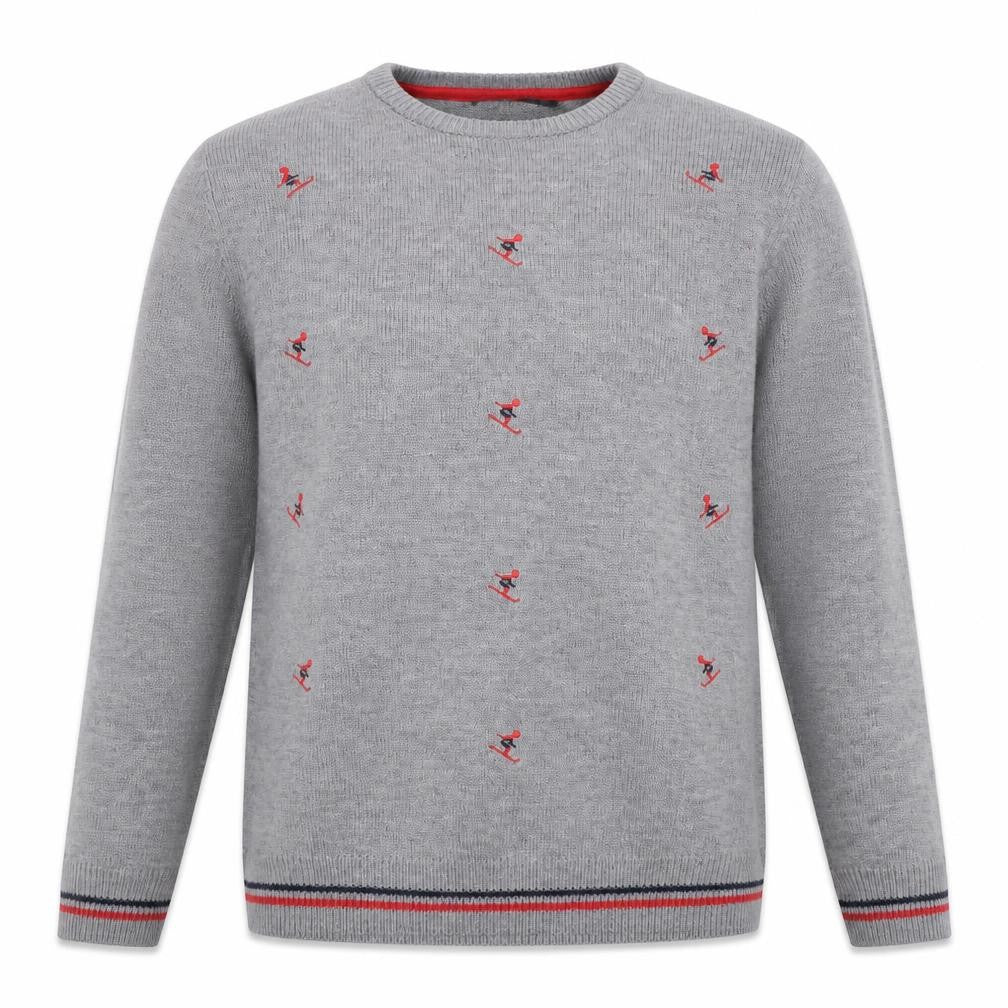 Front view of Cedarwood State Men’s Grey Embroidered Ski Jumper XL Crew Neck